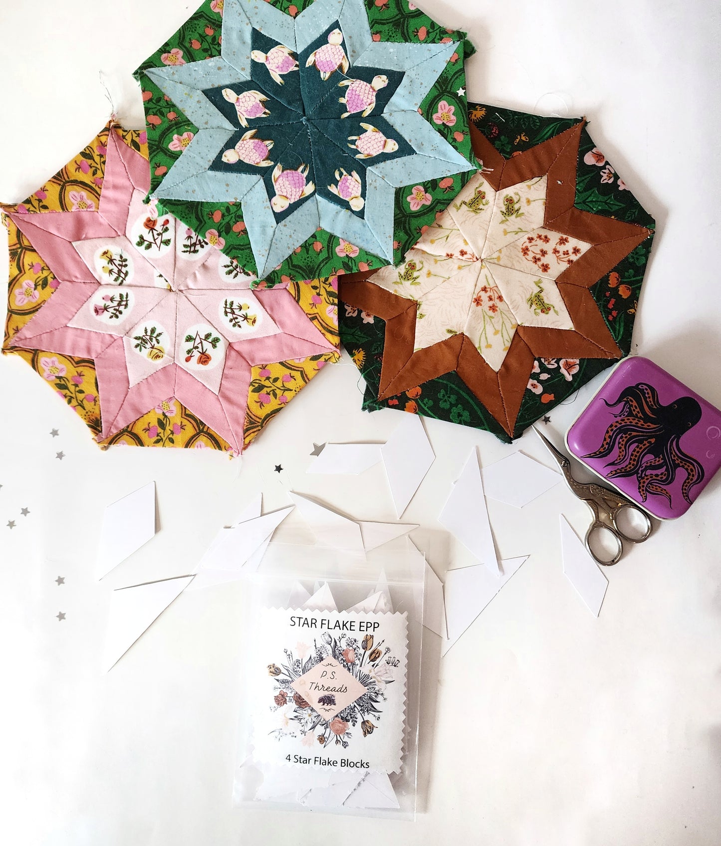 Star Flake Quilt Paper Pieces