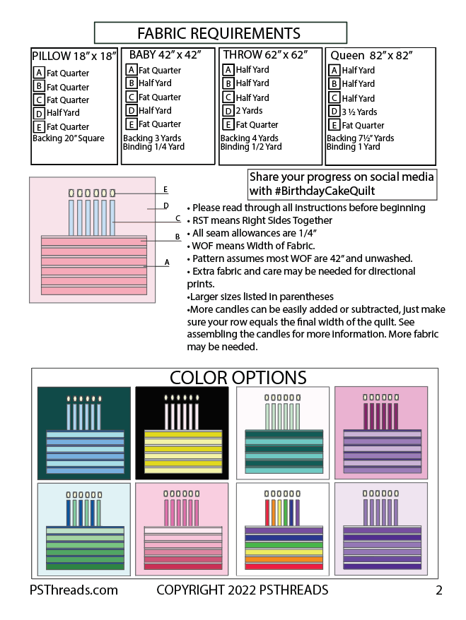 Birthday Cake Quilt Pattern PDF- Automatic Download
